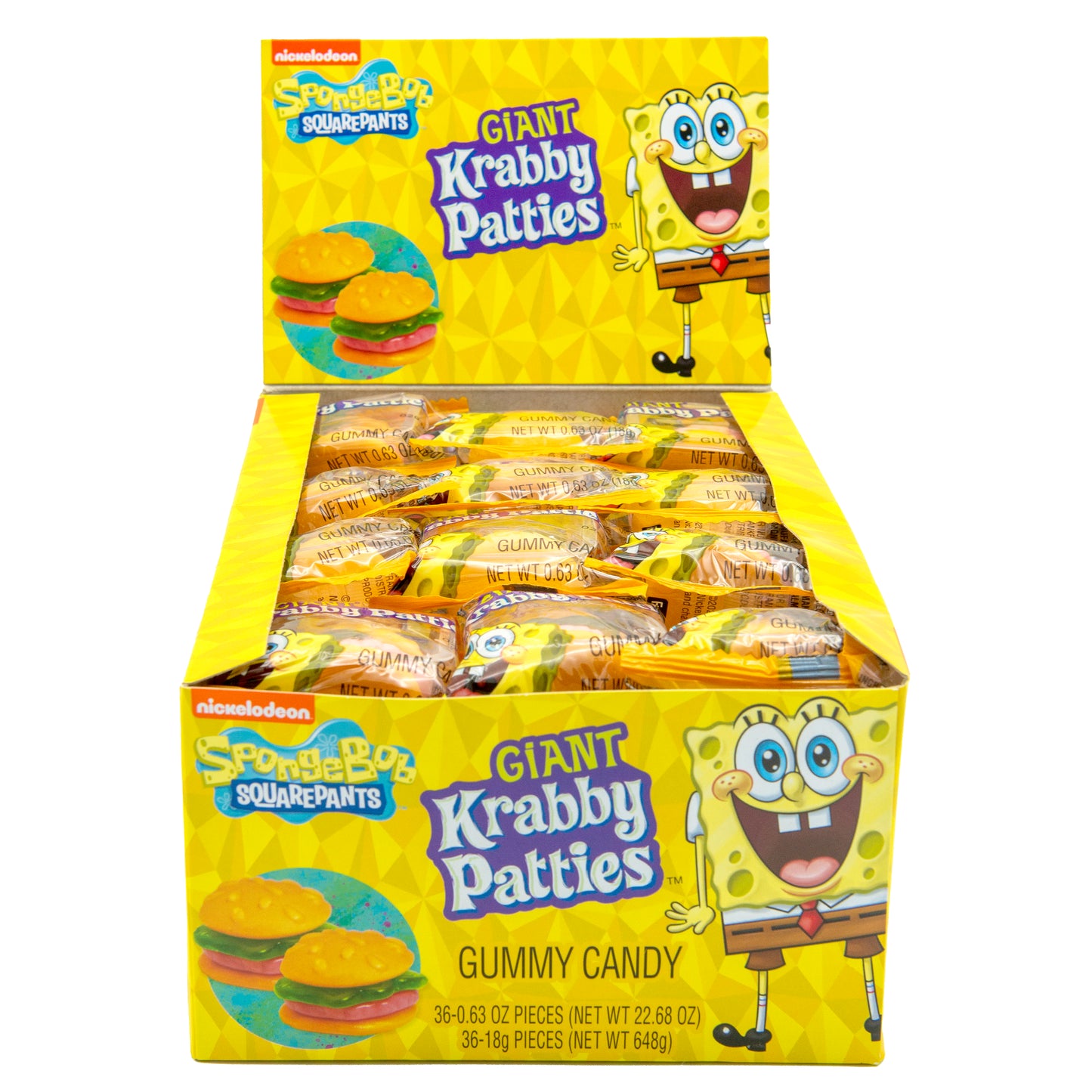 SpongeBob SquarePants Giant Original Krabby Patties Gummy Candy, 36 Count