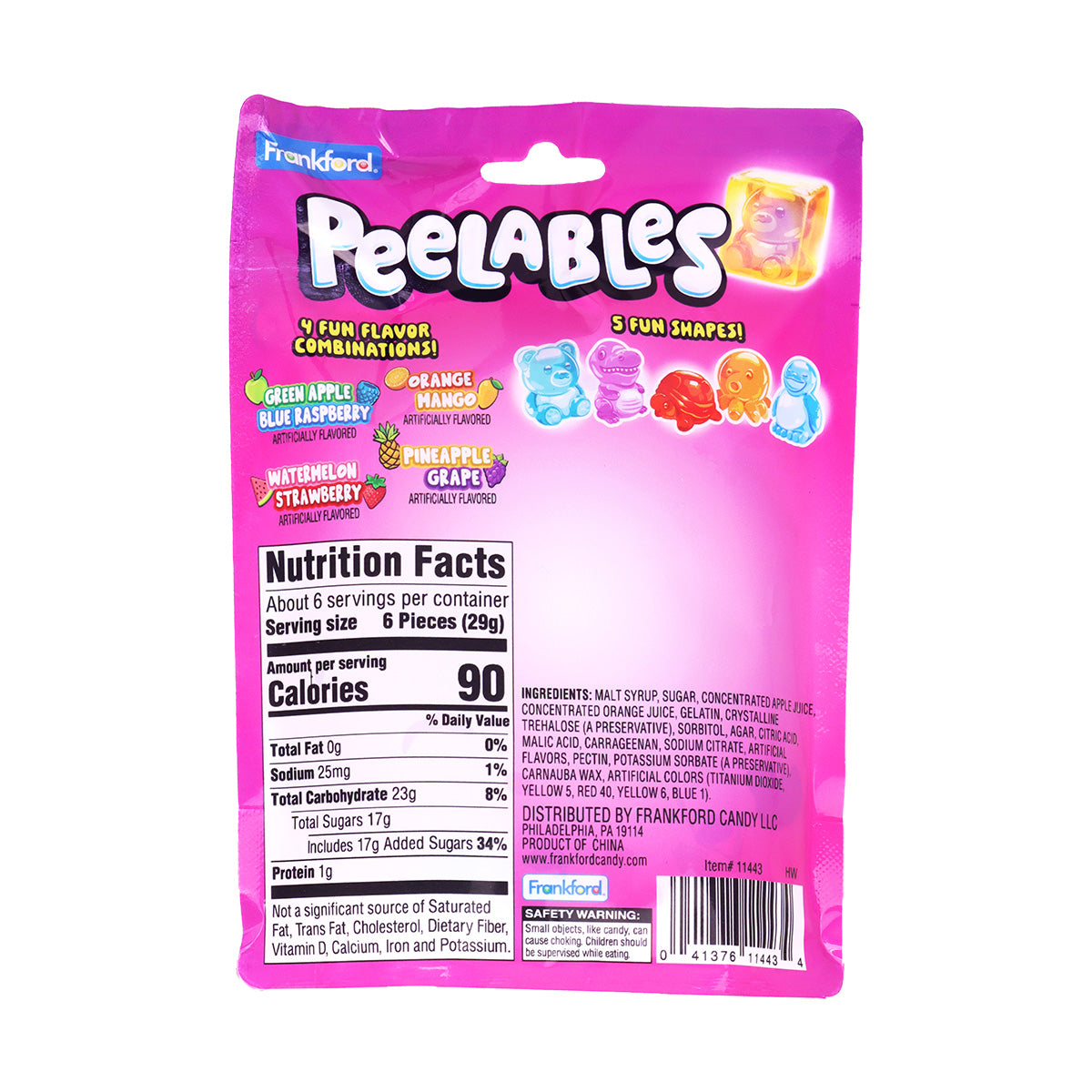 Nutrition Facts & Ingredients on back of bag