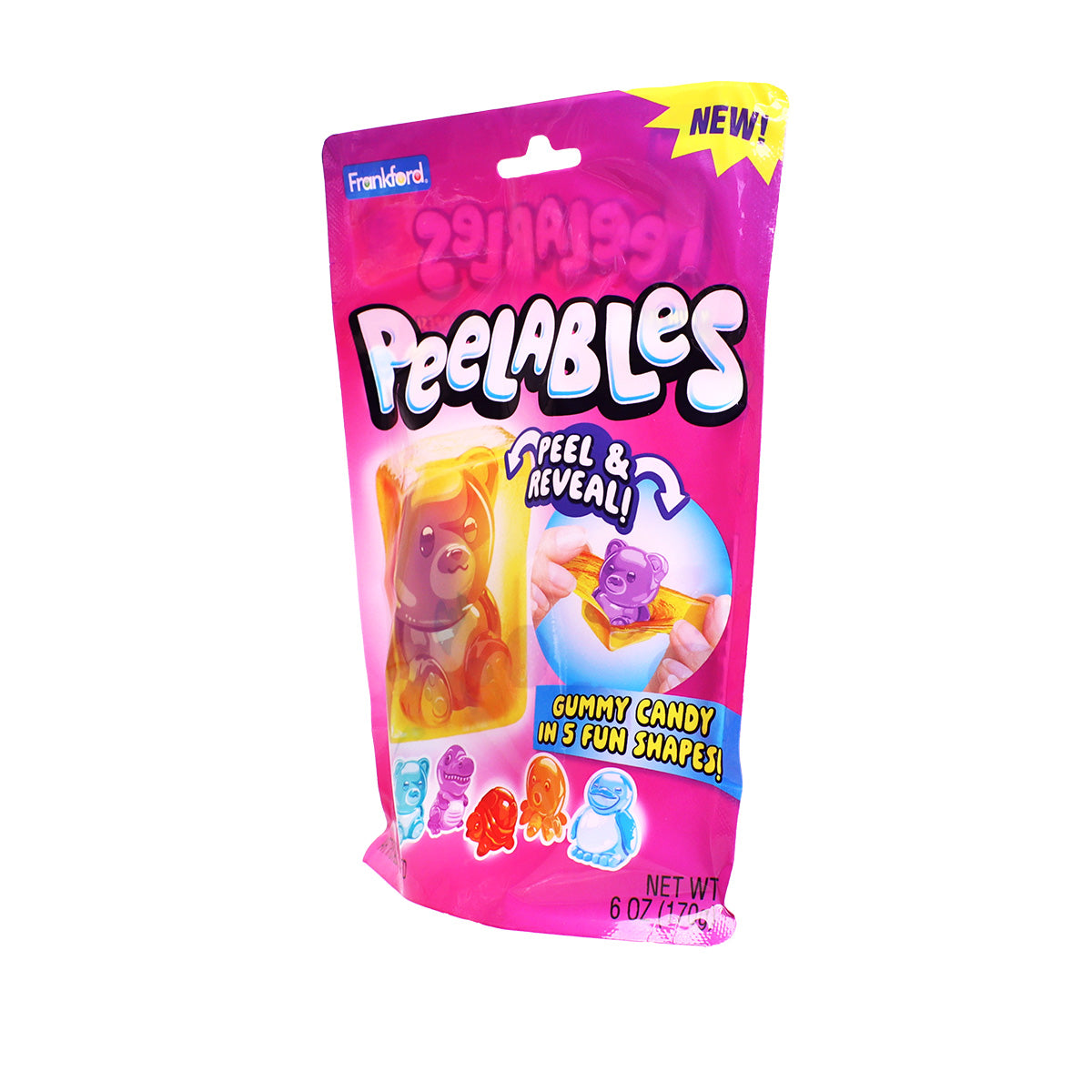 Peelables pink packaging on white background