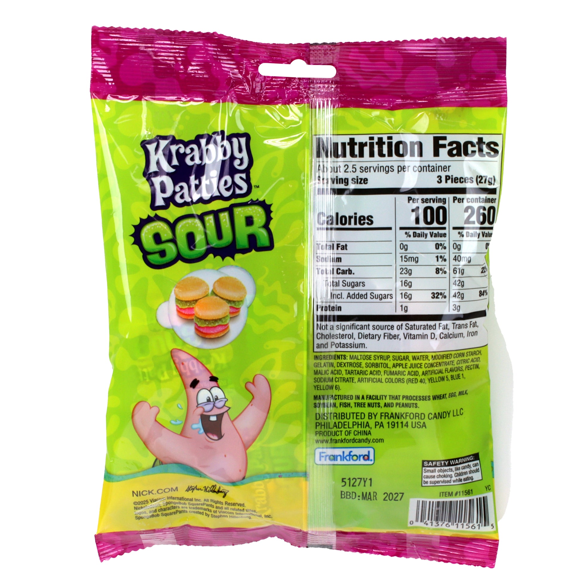 back of sour krabby patties bag with nutrition facts and ingredients