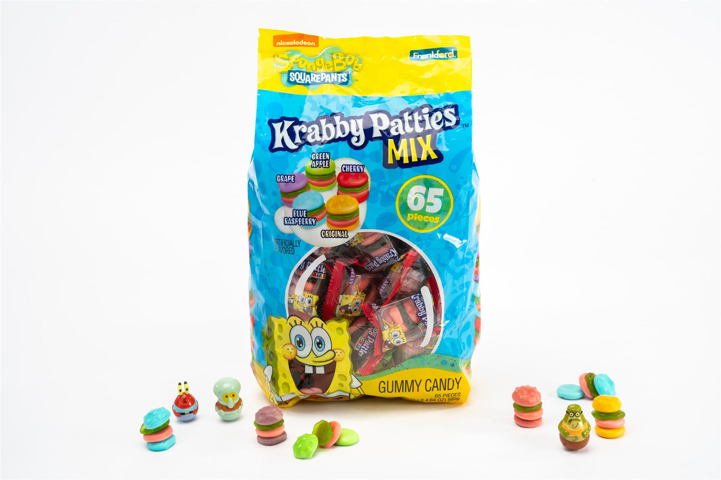 Krabby Patties assorted flavor gummy candy in a 65 count bag