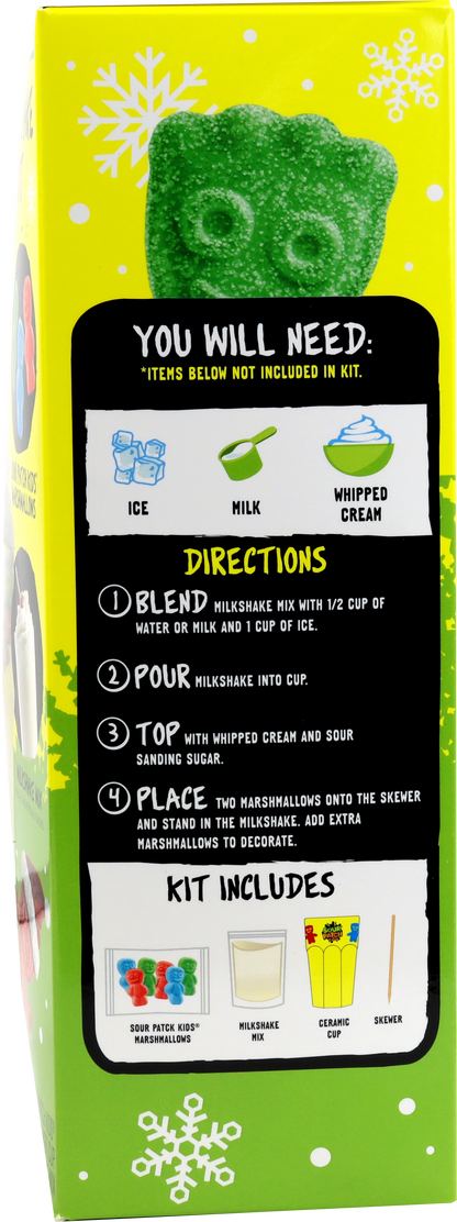 side of sour patch kids milkshake kit box with directions