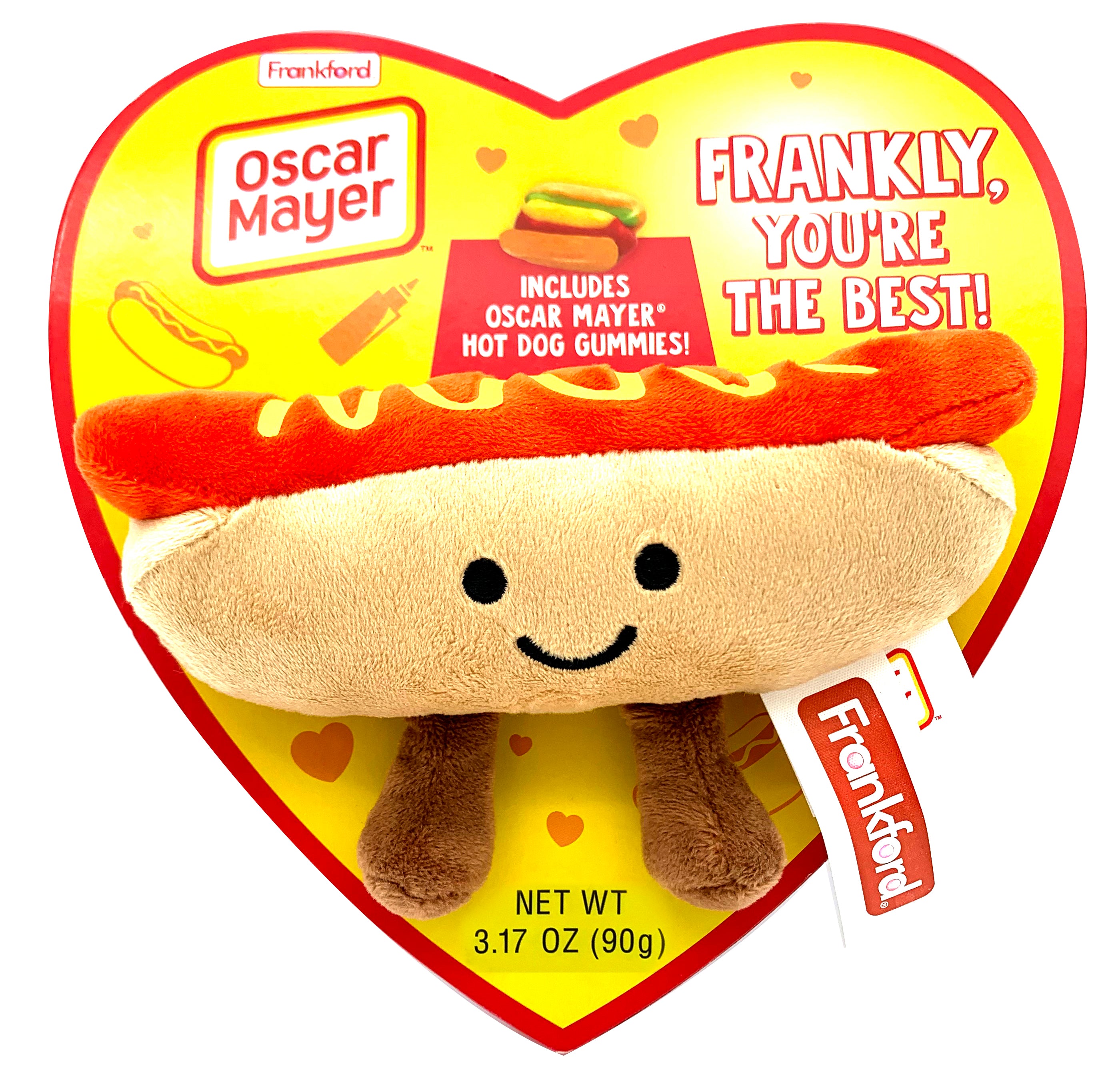 Oscar Mayer Hot Dog Heart Box with Gummy Candy Plush Toy
