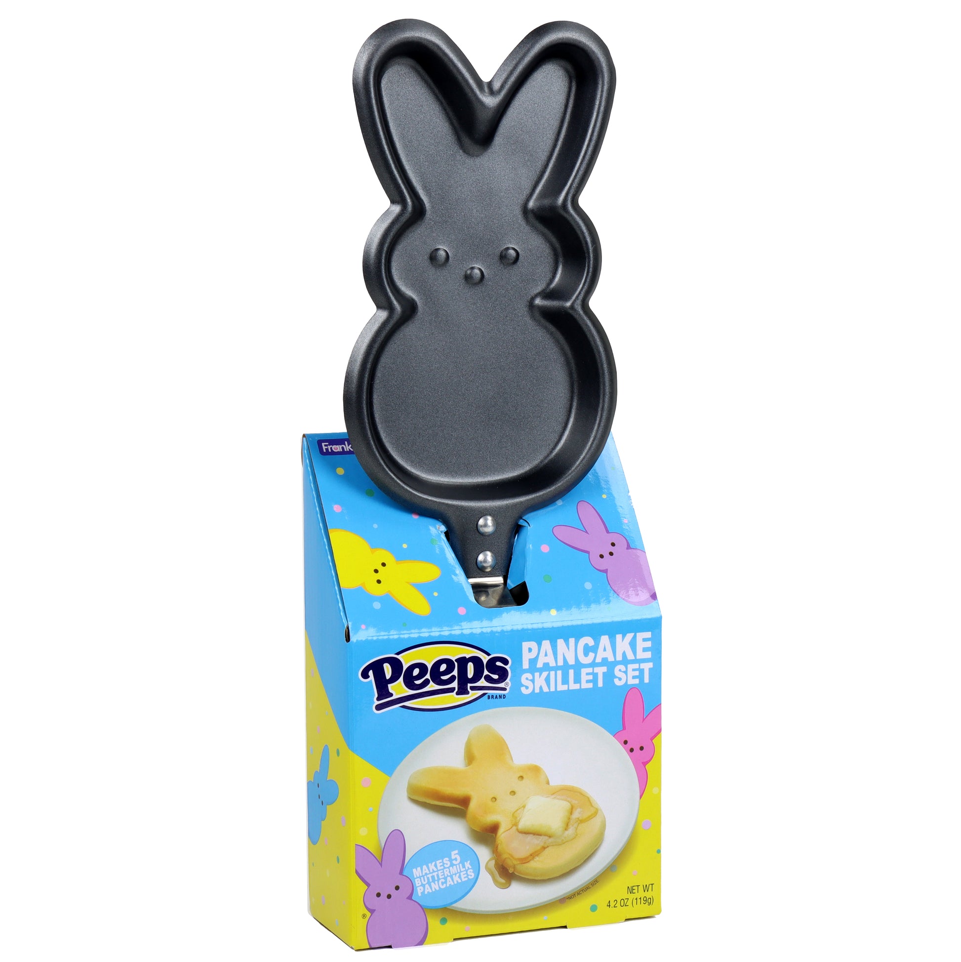 bunny shaped pancake skillet in a colorful box