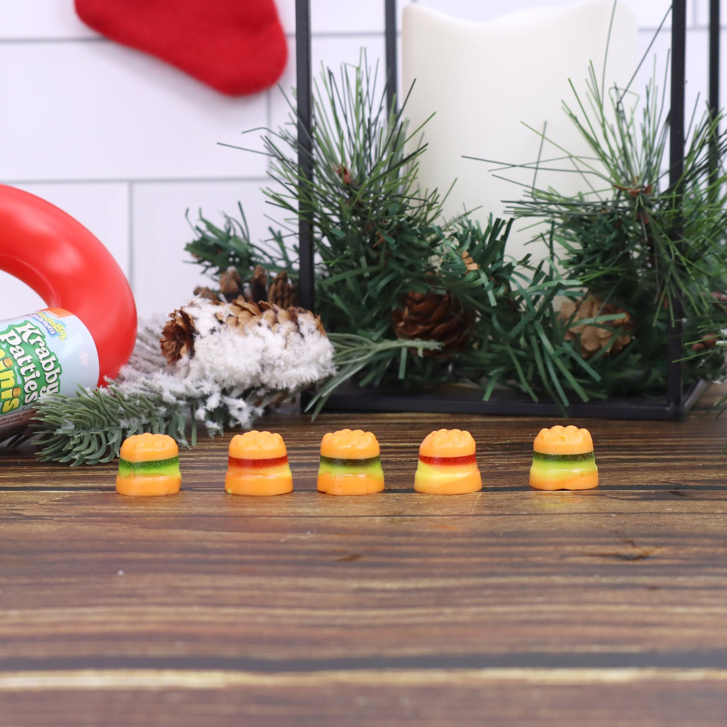 SpongeBob SquarePants Krabby Patties Mini Gummy Cane Tube, 3 Pack