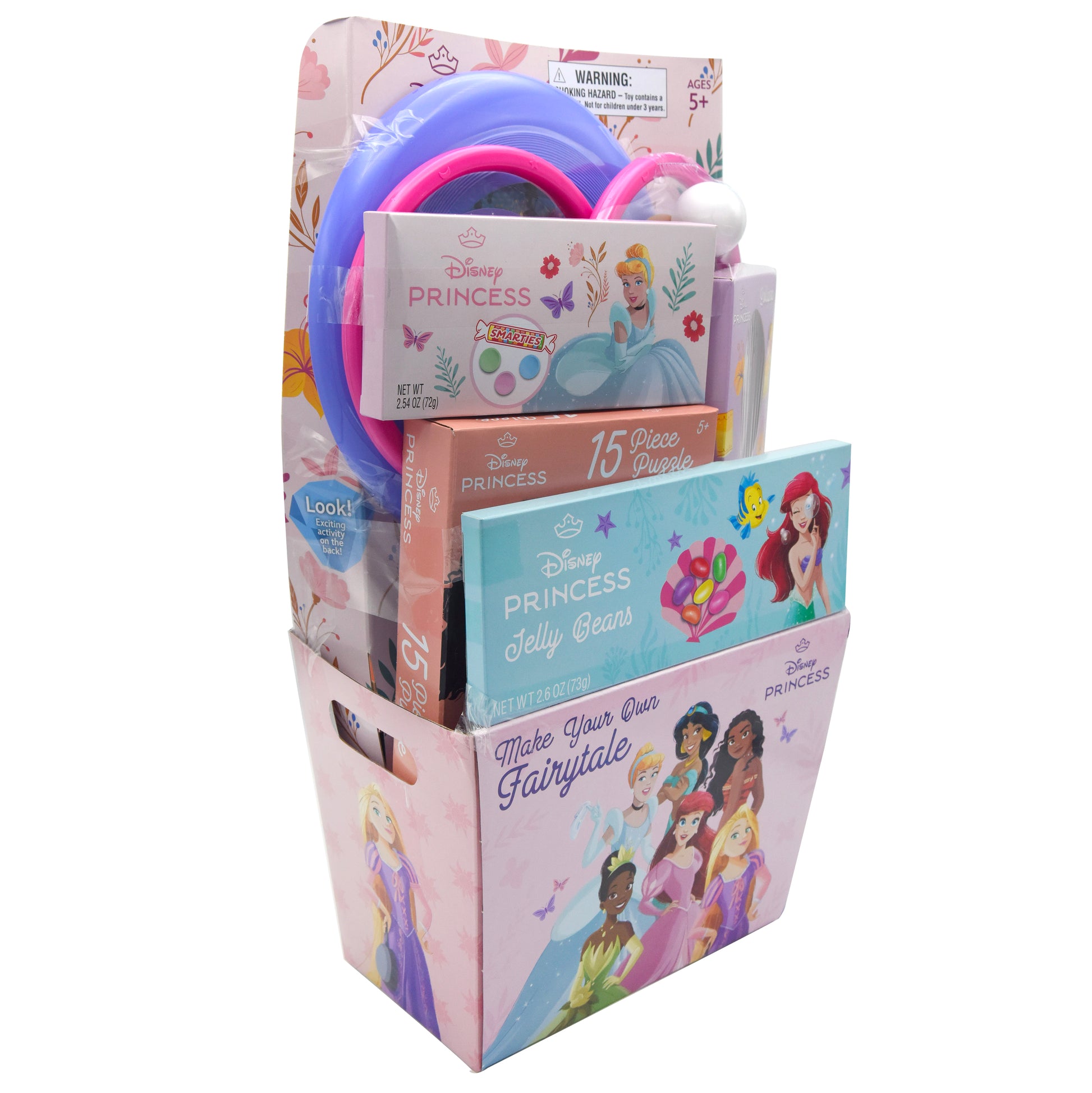 Front of Disney Princess Easter Basket tilted to the left