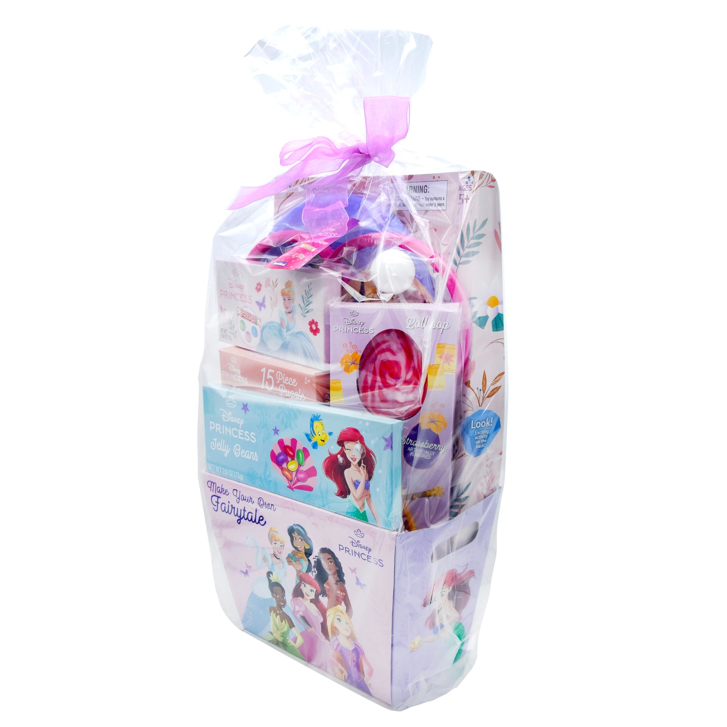 Front of Disney Princess Easter Basket tilted to the right