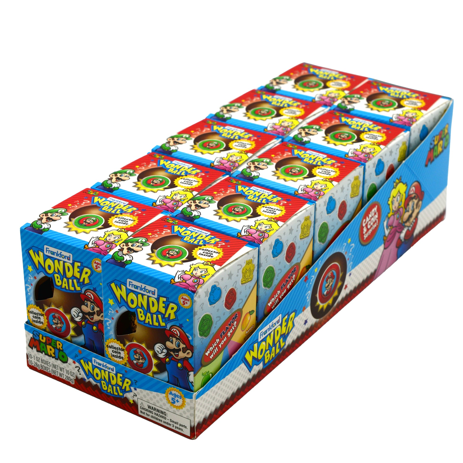 Blue display case with 10 individual blue wonderball  boxes