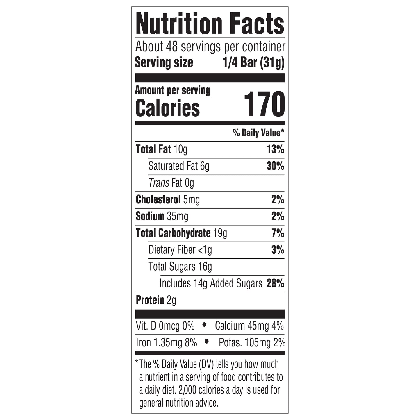 Nutrition facts for Cocoa Pebbles Cereal Bar