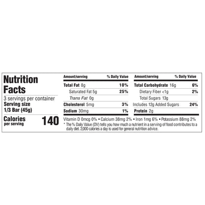 Nutrition facts for Cocoa Pebbles Cinnamon Bar