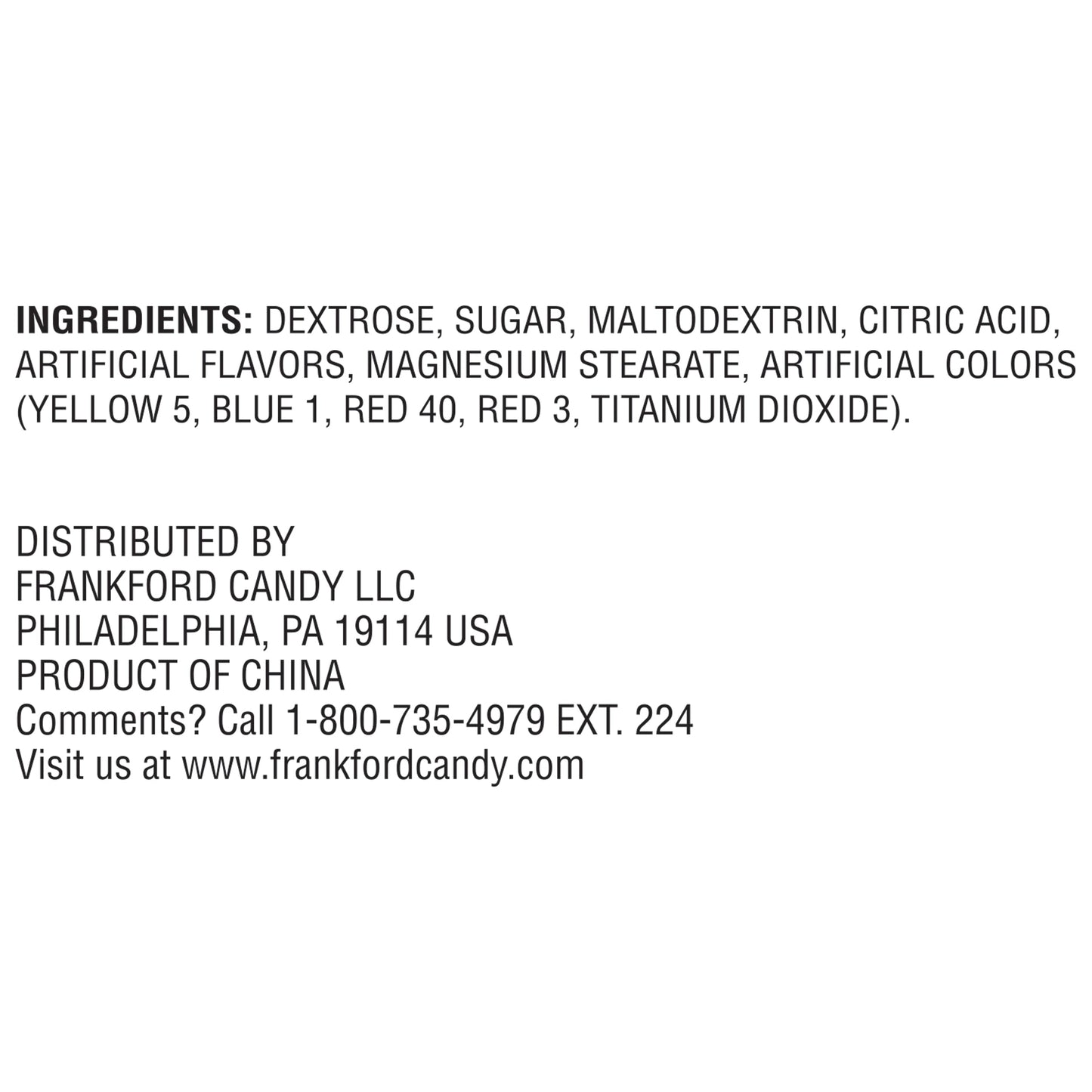 Ingredients for Marvel Egg Hunt Candy