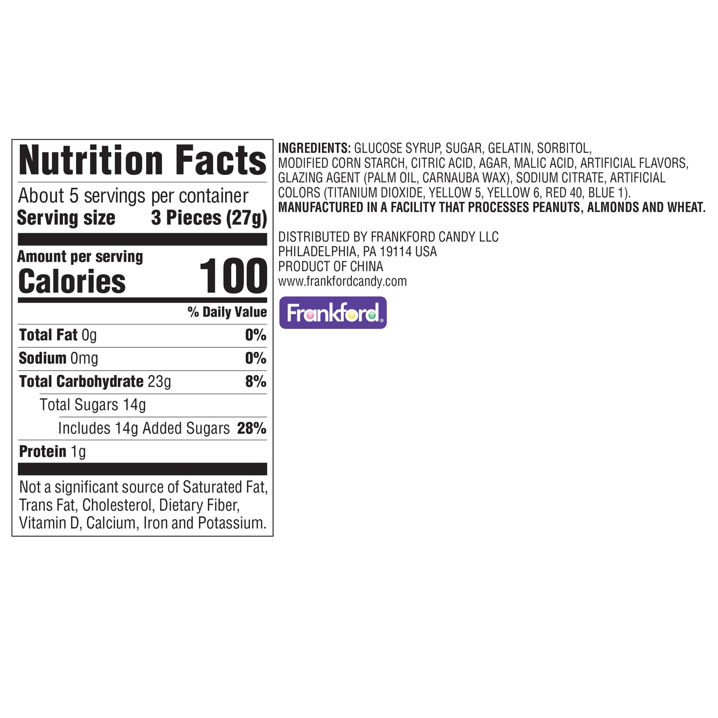 nutrition facts and ingredients