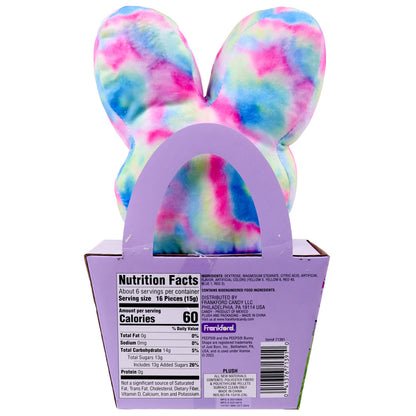 back of purple basket and tie dye bunny with nutrition facts and ingredients