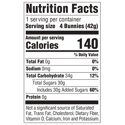 nutrition facts for Peeps bunny flower power plush gift set