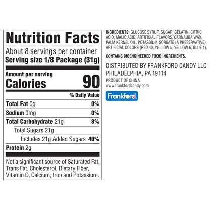 nutrition label and ingredients list