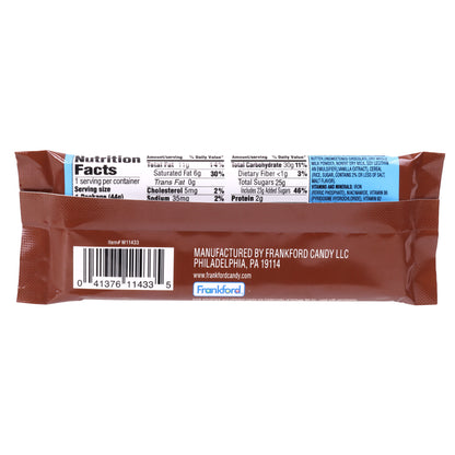 Rice Krispies milk chocolate candy bar package with nutrition label