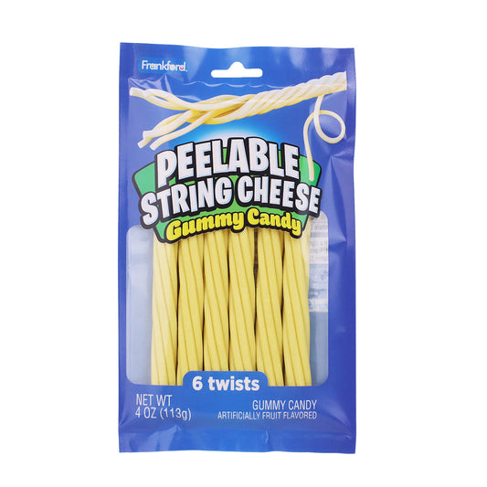 front of peelable string cheese gummy candy bag
