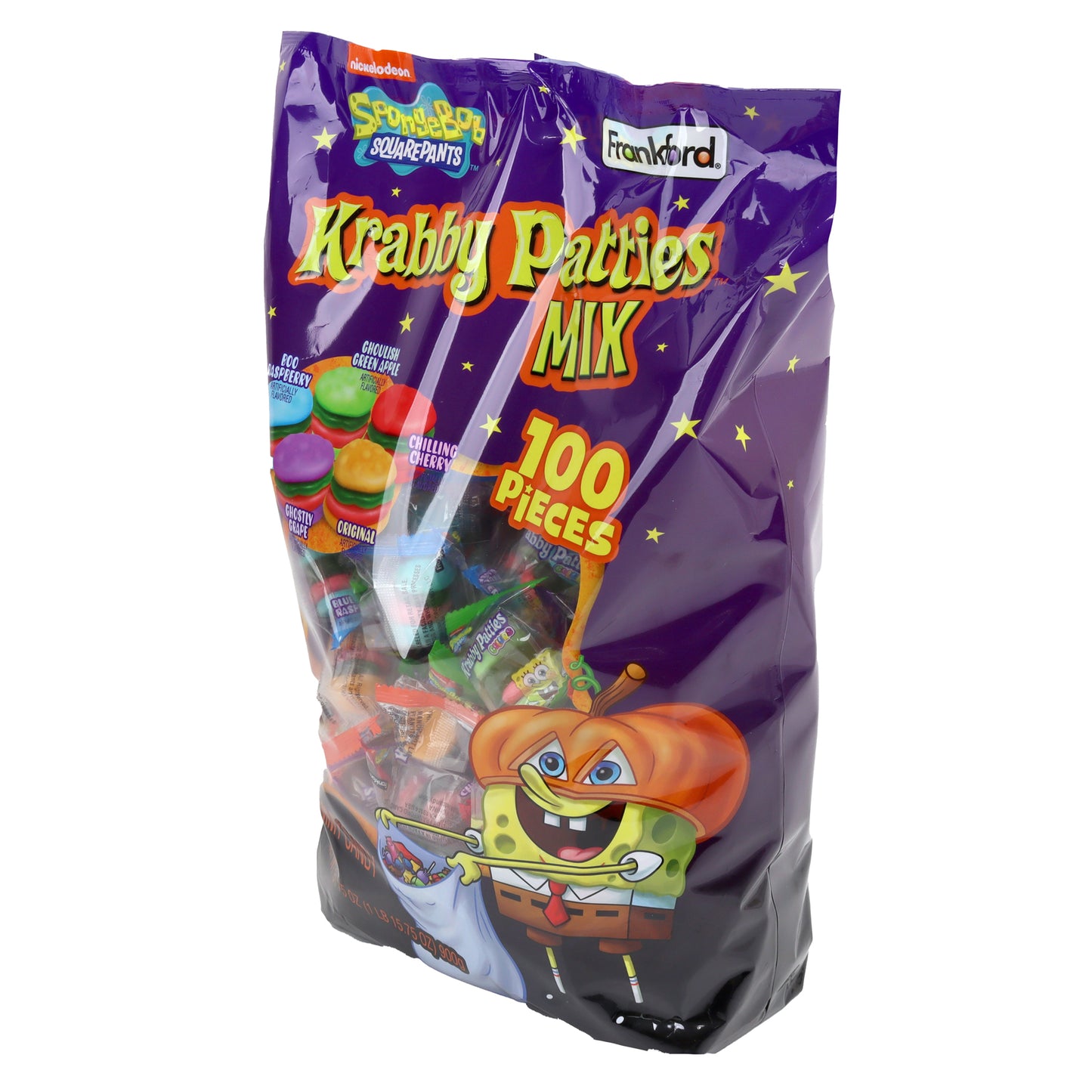 SpongeBob SquarePants Krabby Patty 100 Count Gummy Candy Halloween Bag