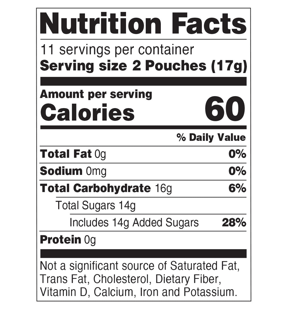 Nutrition facts for dig 'n dips 