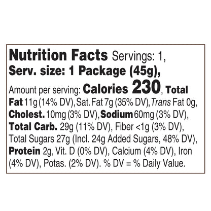 nutrition facts for Frankford Salted Caramel Chocolate Bomb