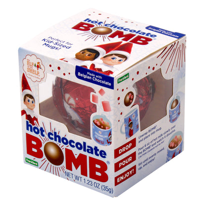 angle of elf on the shelf kids hot chocolate bomb box
