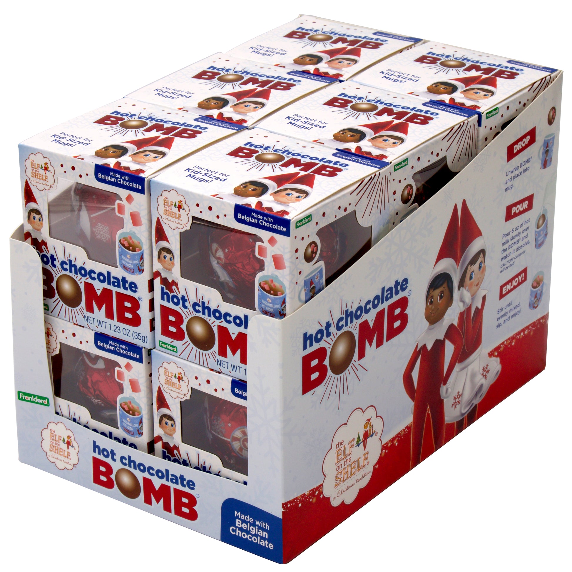 12 pack of elf on the shelf kids hot chocolate bomb box