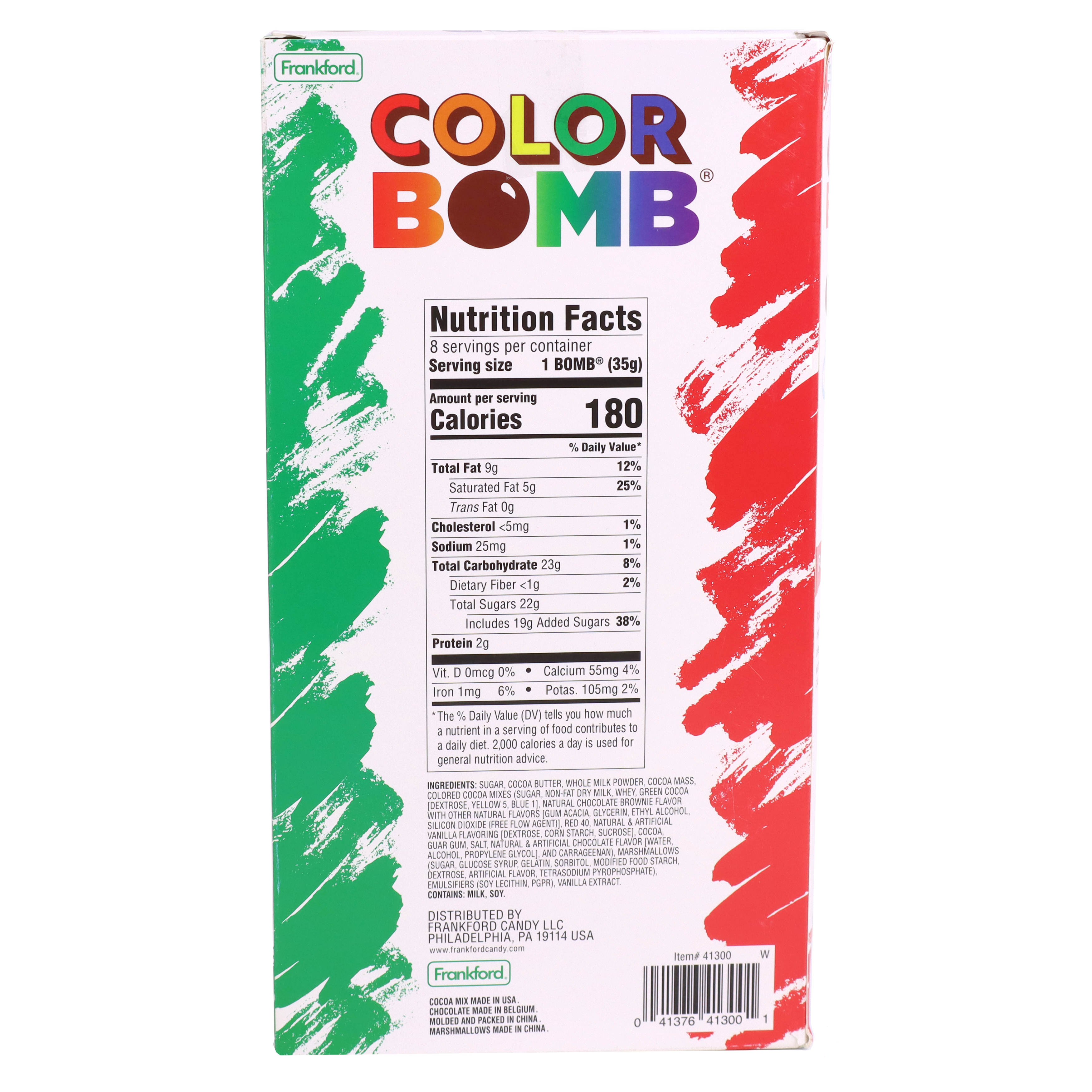 Back of the box that includes the nutrition facts and ingredients 