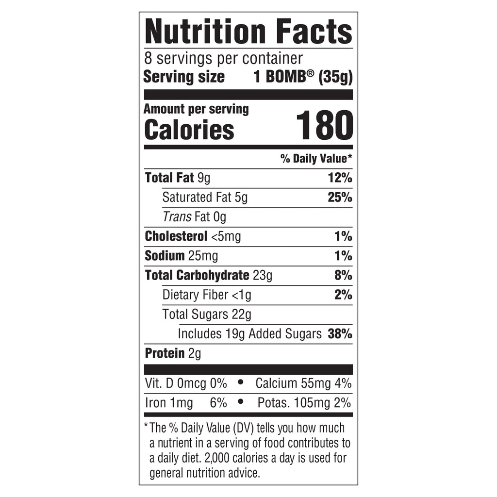 Nutrition Facts for hot cocoa bombs