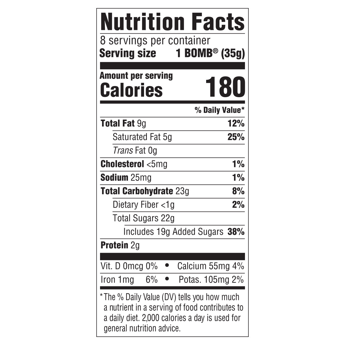 Nutrition Facts for hot cocoa bombs