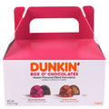 Dunkin' Box O' Chocolates packaging with two chocolate flavors on a white background