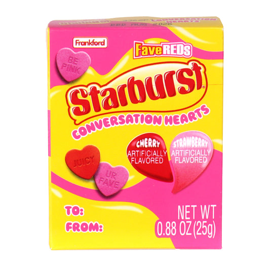Front of starburst conversation hearts box 