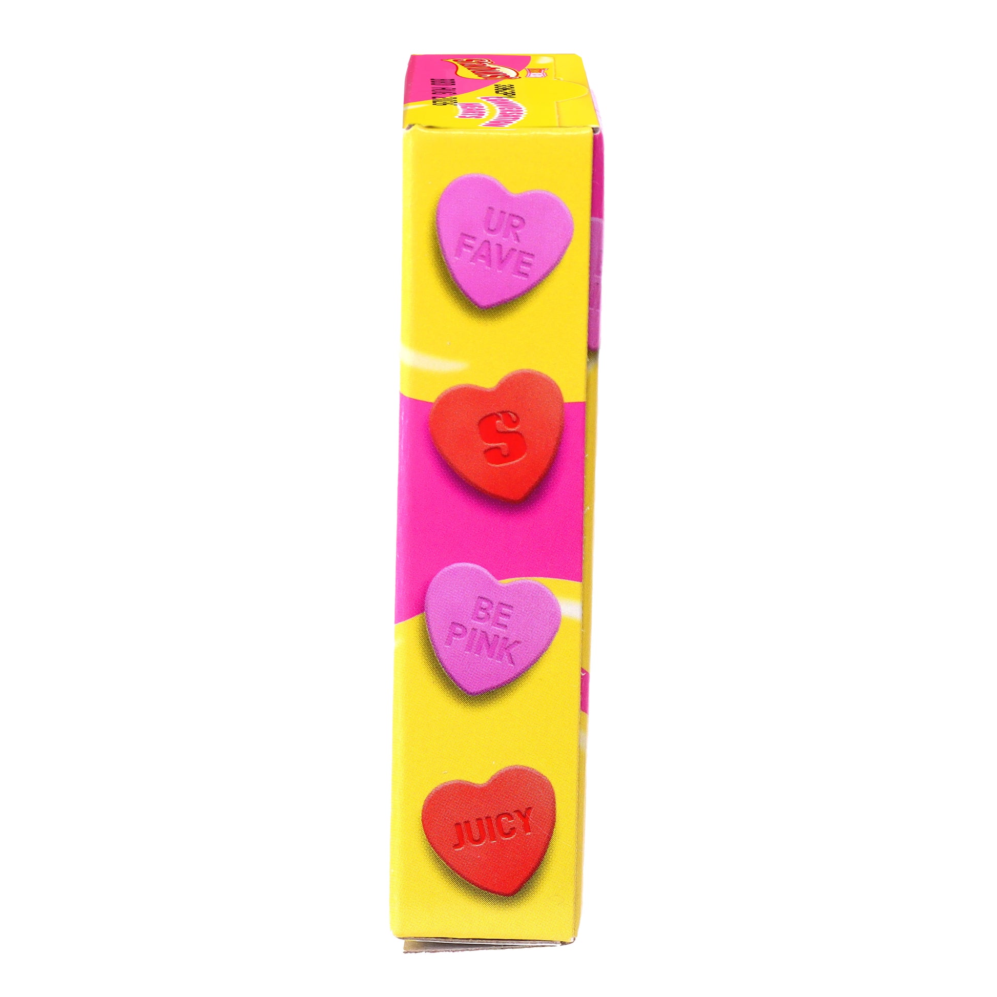Side of box with starburst conversation hearts 