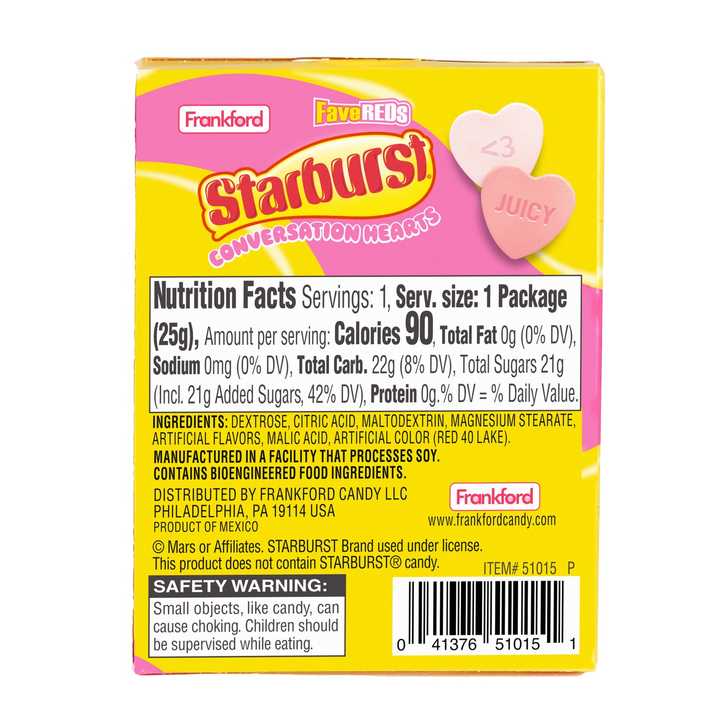 Back of box with nutrition facts and ingredients 