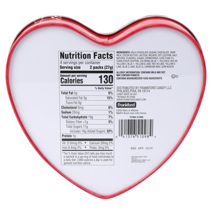 back of a heart shaped tin with nutrition label