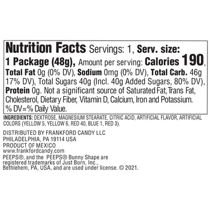 nutrition facts and ingredients