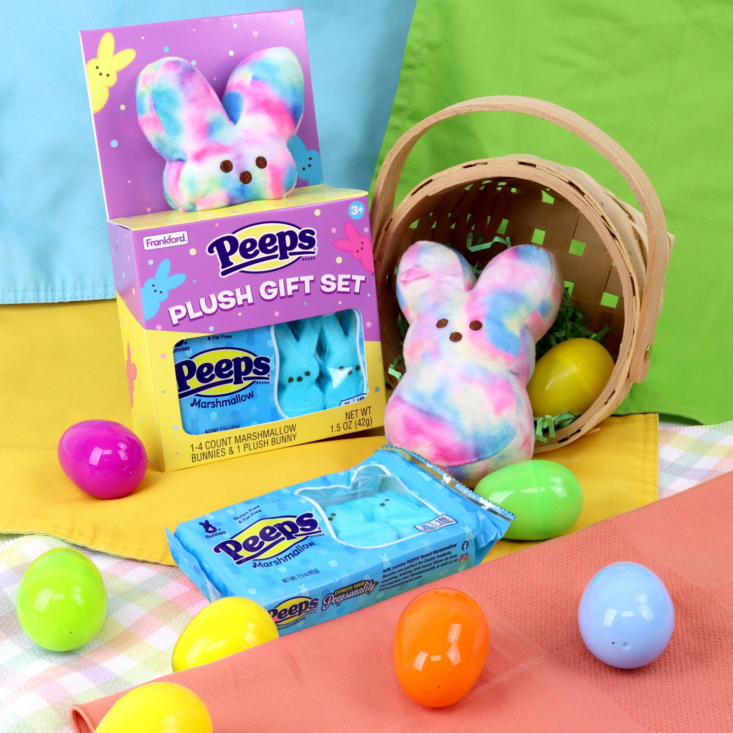 PEEPS® Tie Dye Plush Bunny House Gift Set