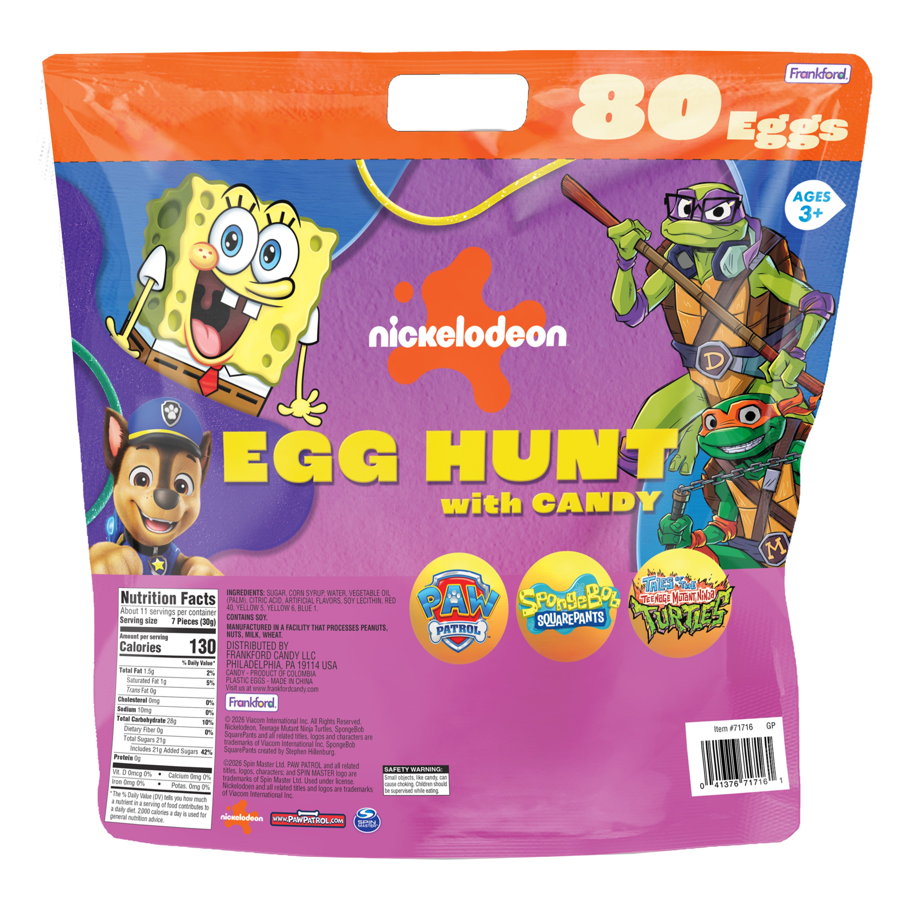 Nickelodeon Assorted Bulk Prefilled Plastic Egg Hunt 80 Count