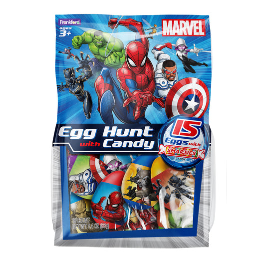 Marvel Plastic Egg Hunt with Smarties Candy 15 Count