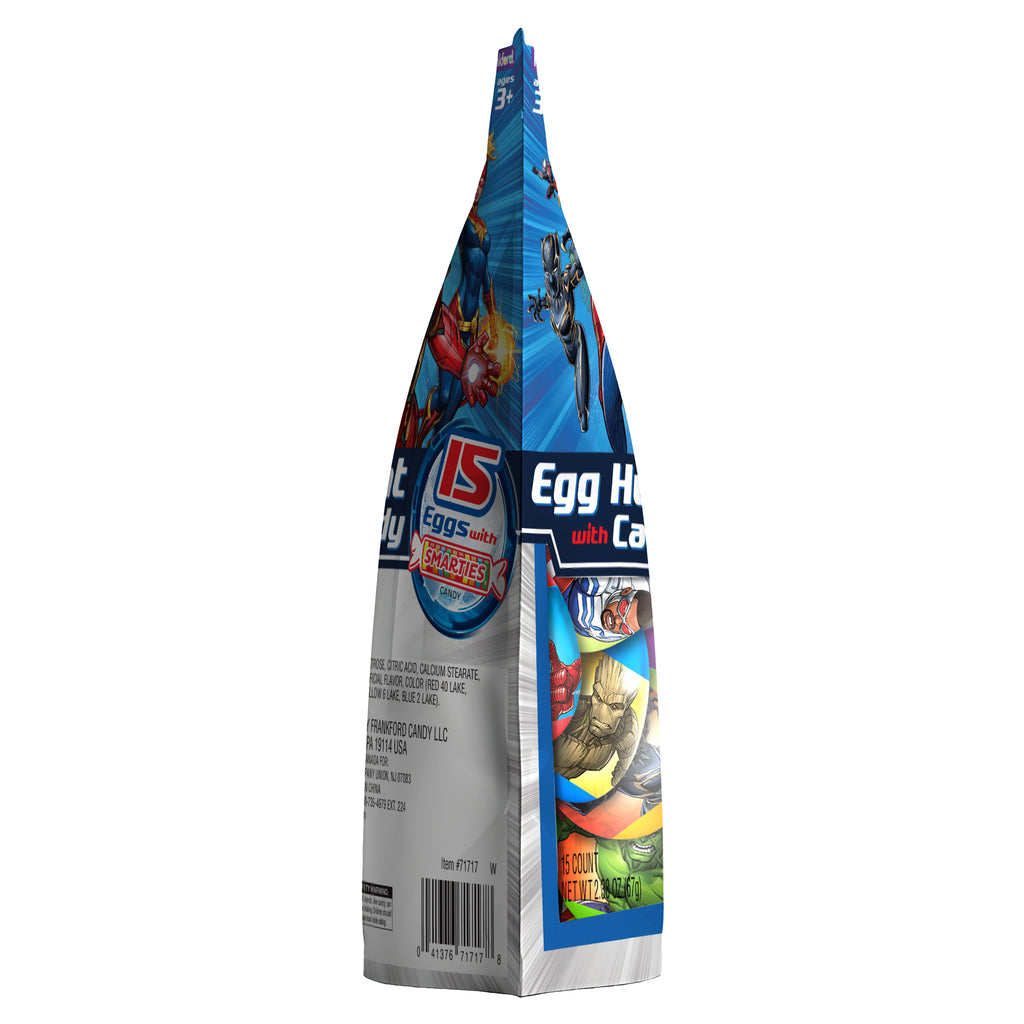 Marvel Plastic Egg Hunt with Smarties Candy 15 Count