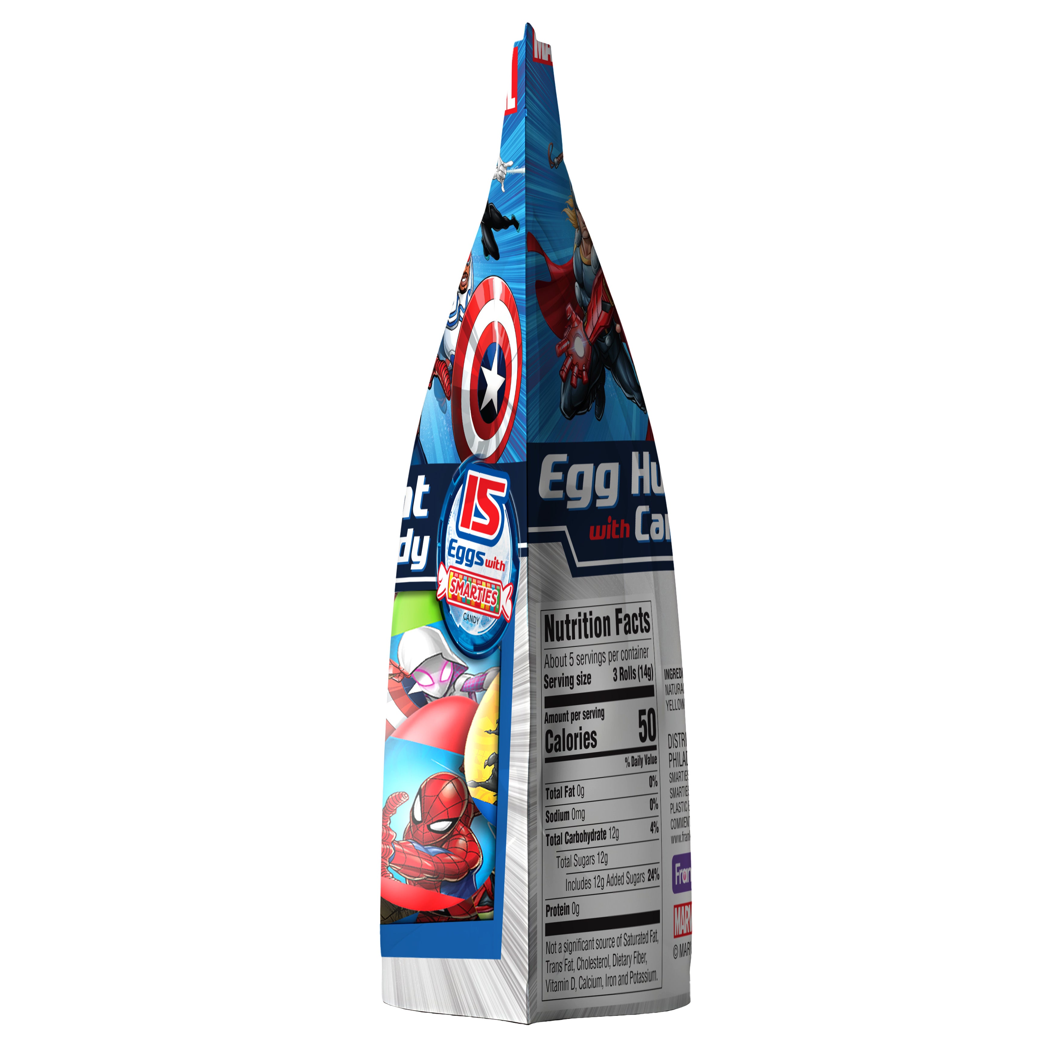 Marvel Plastic Egg Hunt with Smarties Candy 15 Count