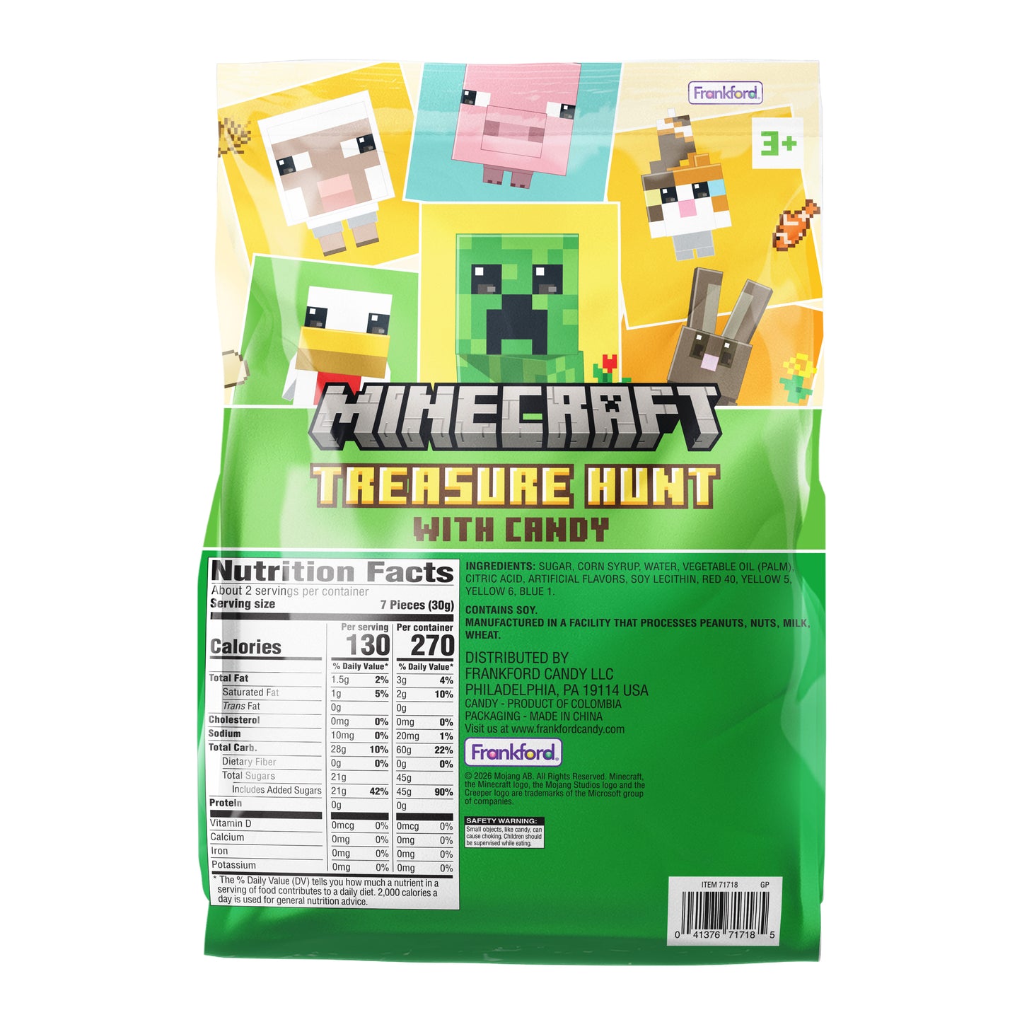 Minecraft Plastic Easter Egg Hunt Candy Cubes with Fruity Chews, 15 Count