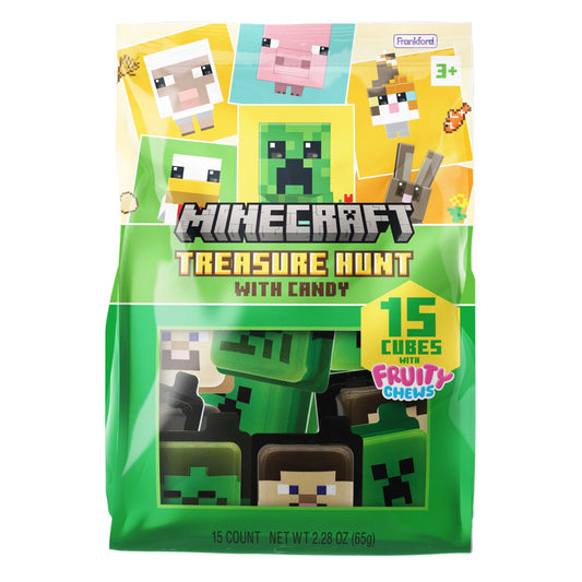 Minecraft Plastic Easter Egg Hunt Candy Cubes with Fruity Chews, 15 Count