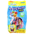 A package of SpongeBob SquarePants Krabby Patties Mix gummy candies featuring 65 pieces in various fruit flavors. The packaging is bright and colorful with SpongeBob character branding.
