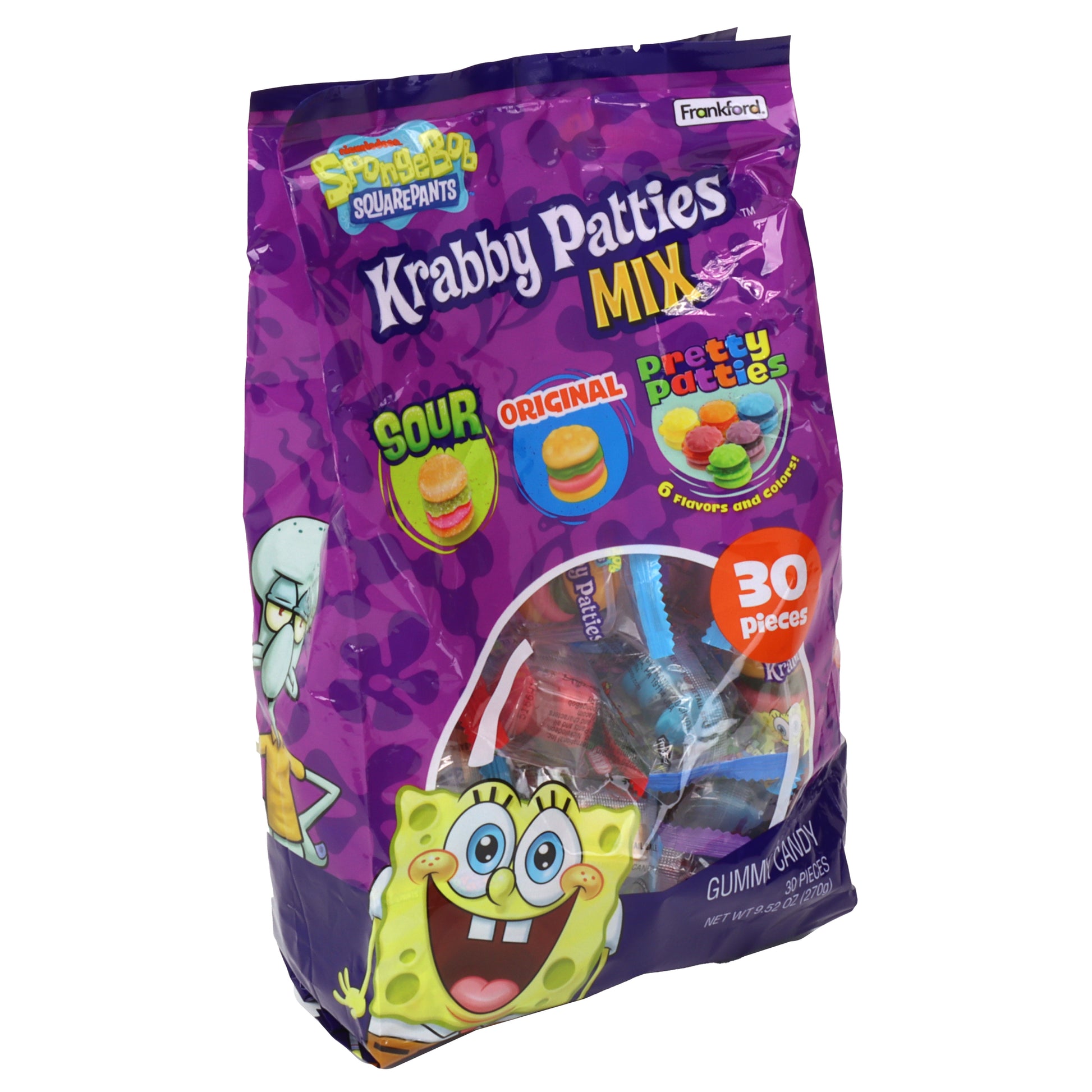 SpongeBob Krabby Patties Mix candy bag on a white background
