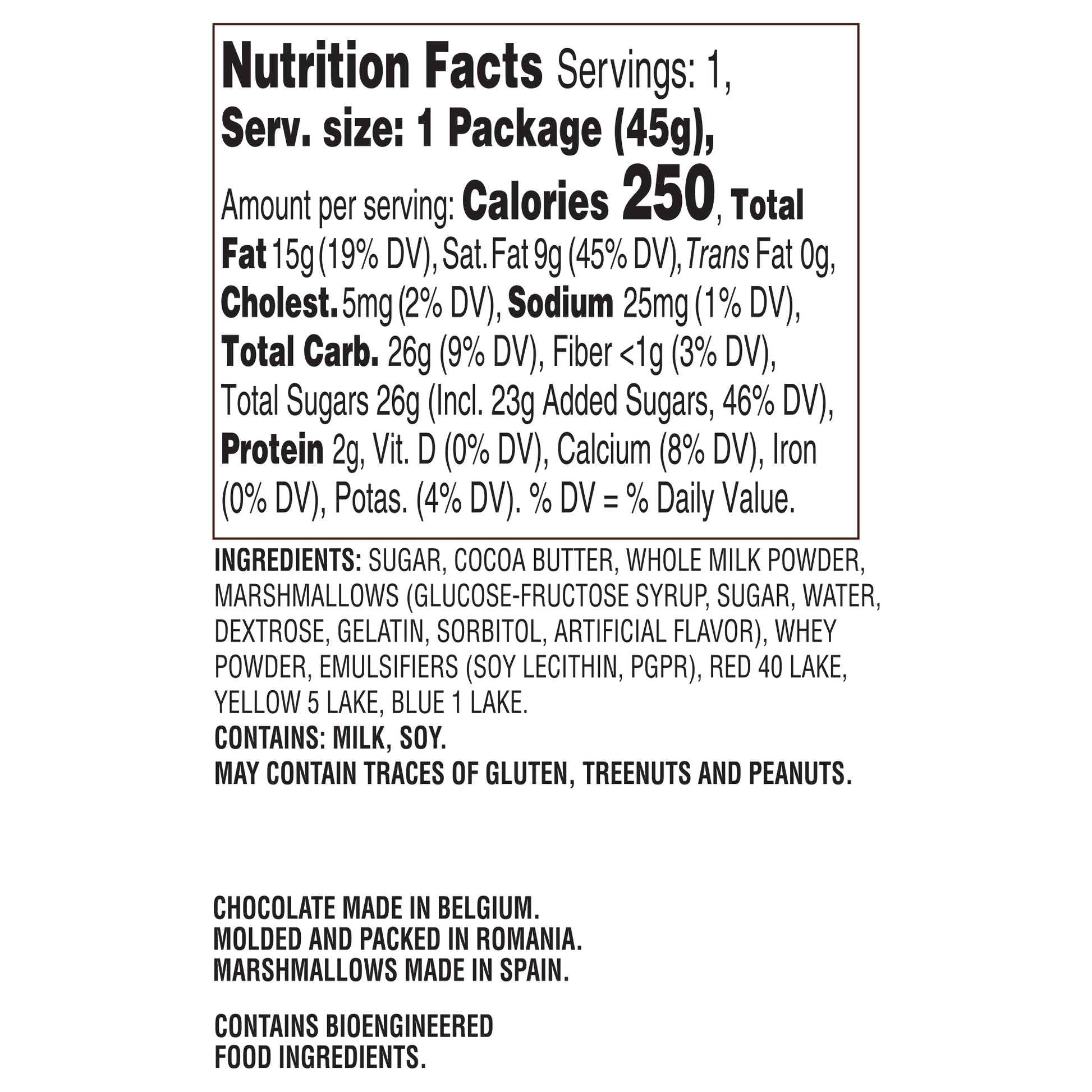 snowman nutrition facts and ingredients