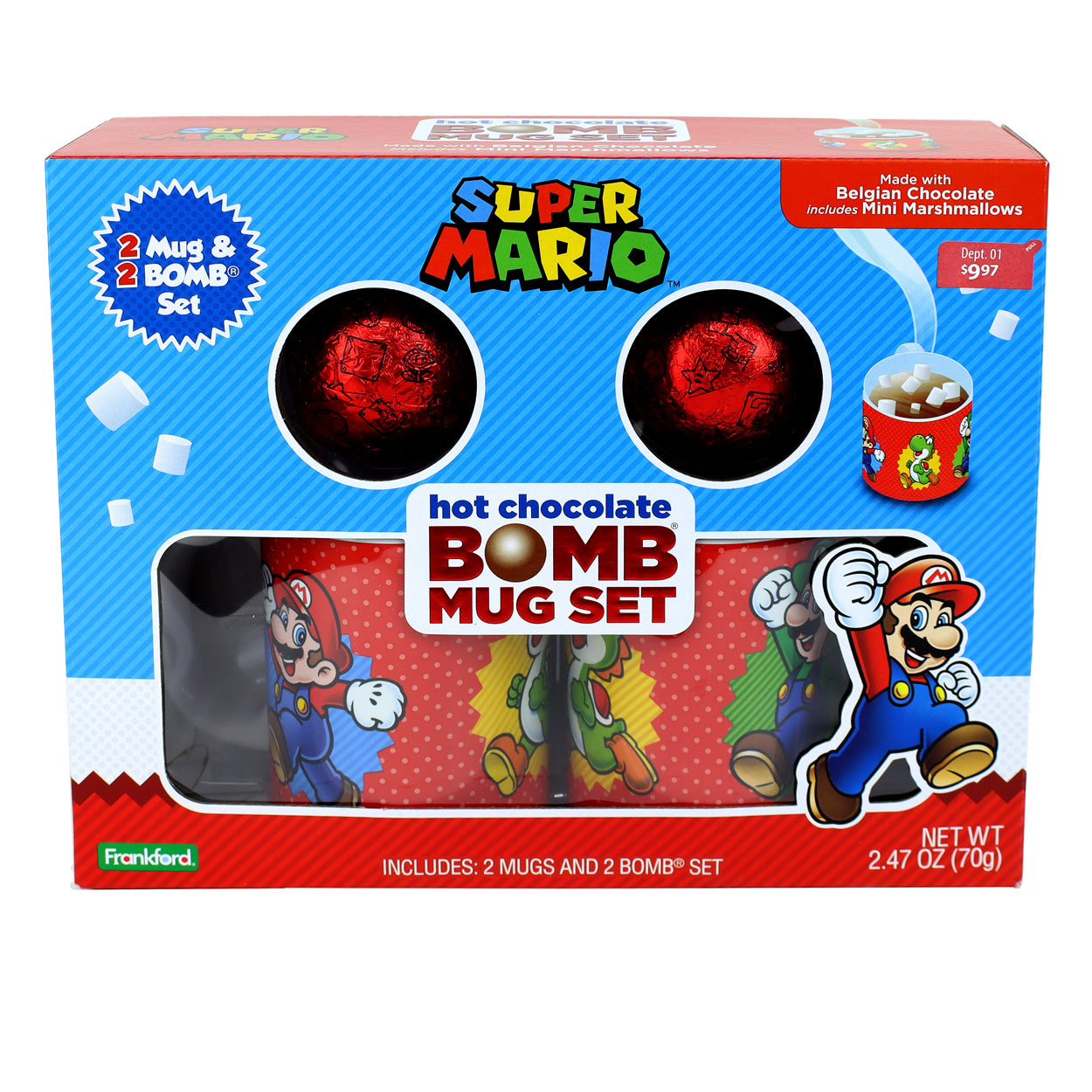 Mario mug set front with mario character and cup render 