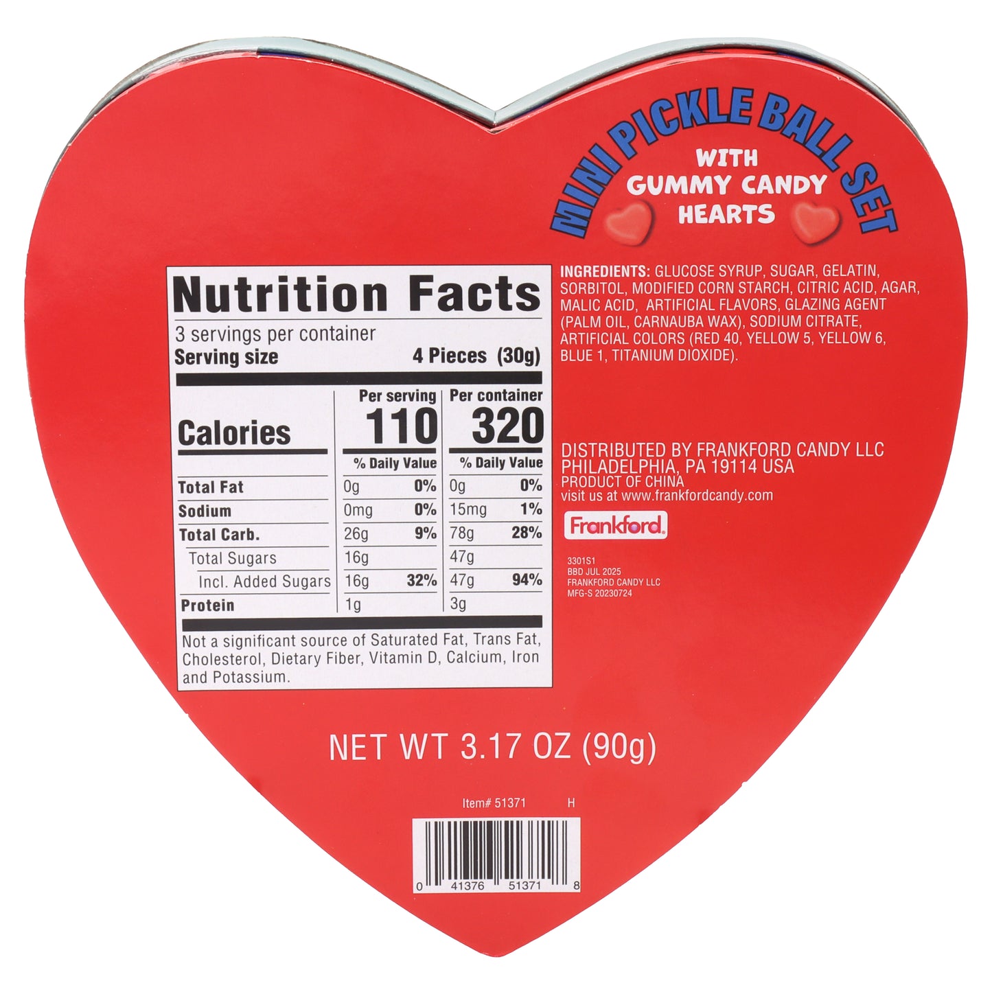 Pickleball Heart Box with Gummy Candy & Toy