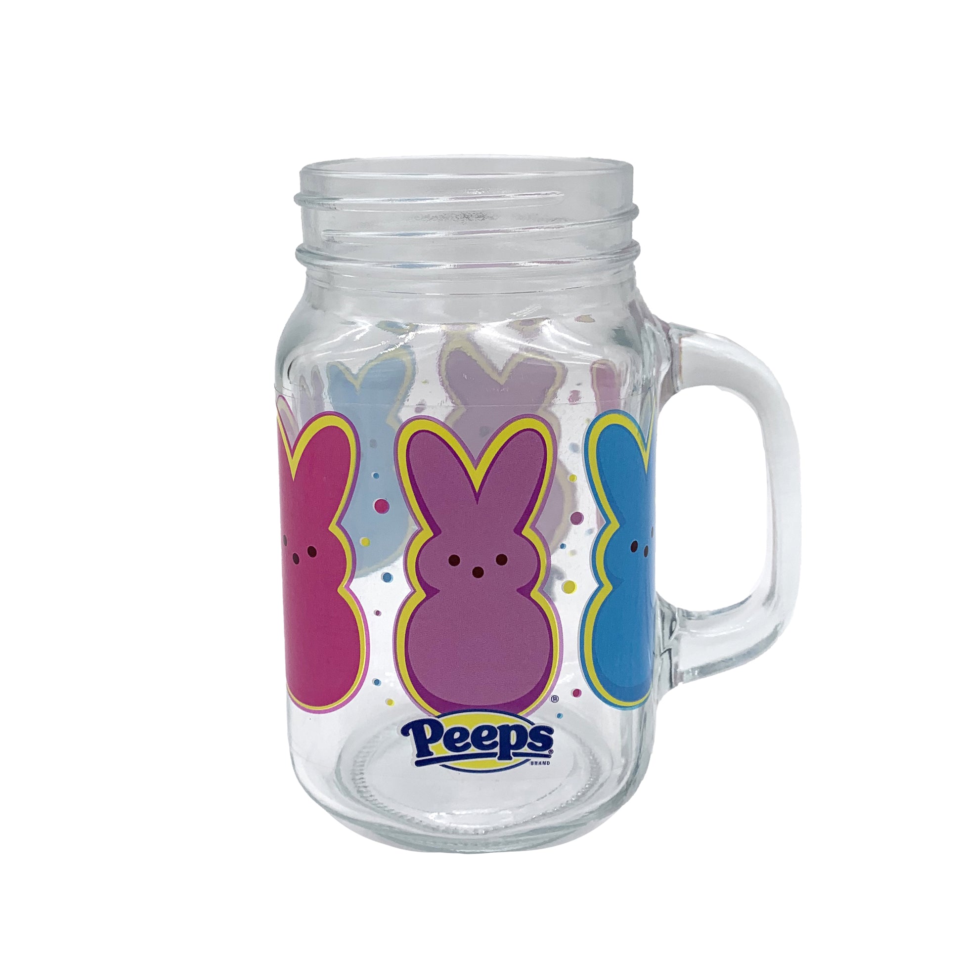 glass jar with colorful bunnies