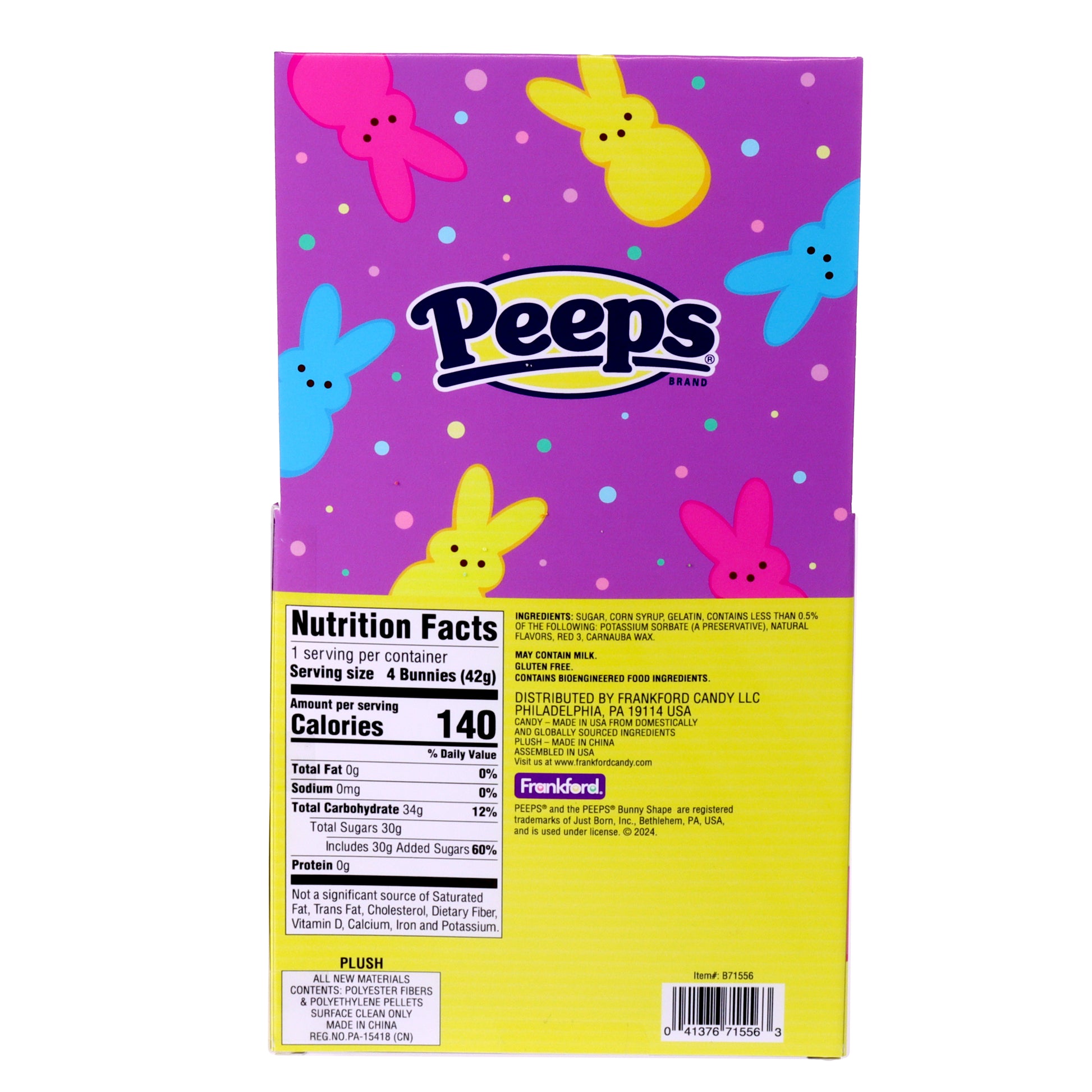 purple and yellow box with nutrition label and ingredients list