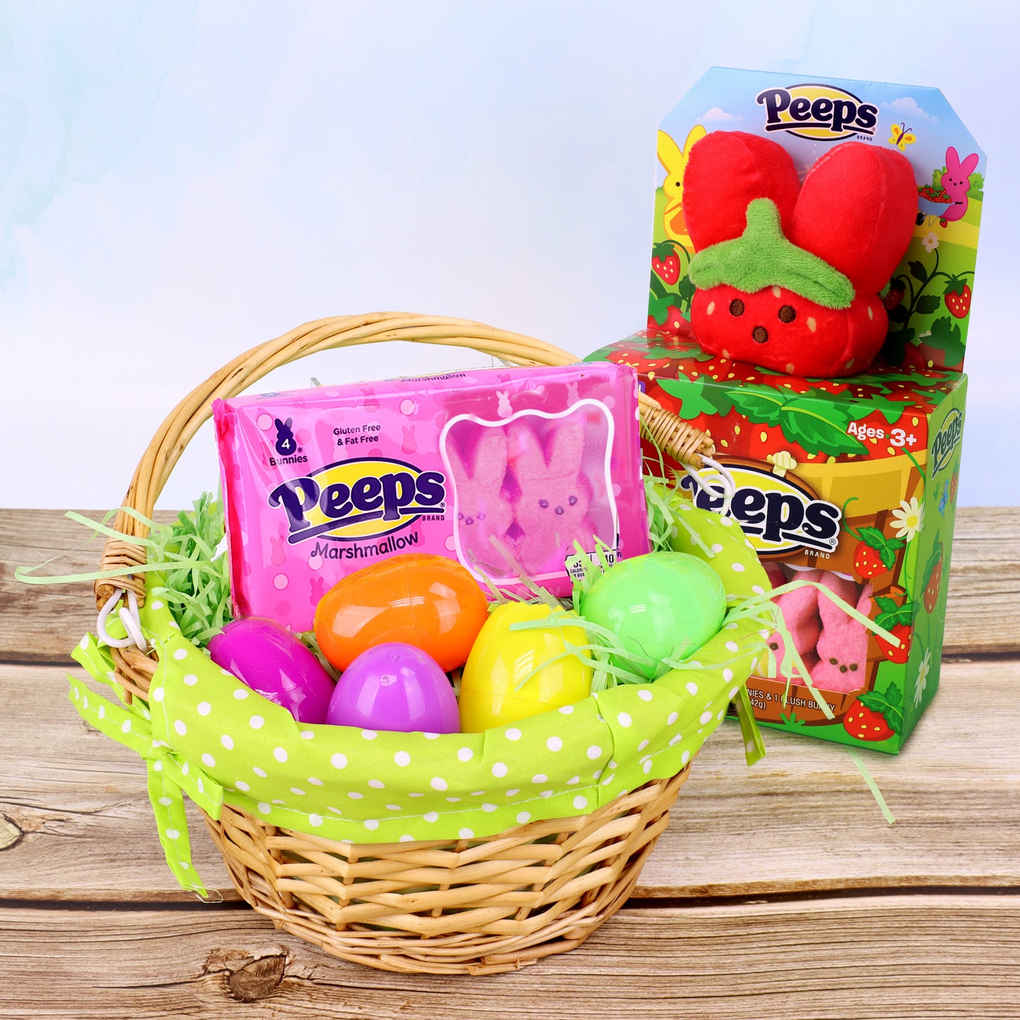 Peeps Bunny Strawberry Plush and Marshmallows